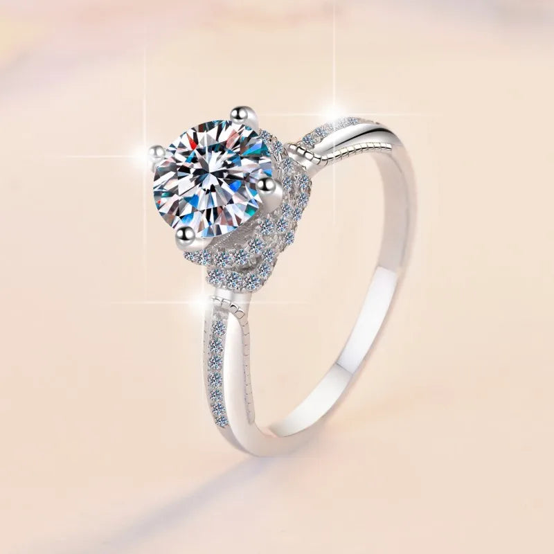 Round Brilliant Moissanite Claw Setting Solitaire Ring | 1ct VVS1 D Colour | GRA Certified | S925 Silver
