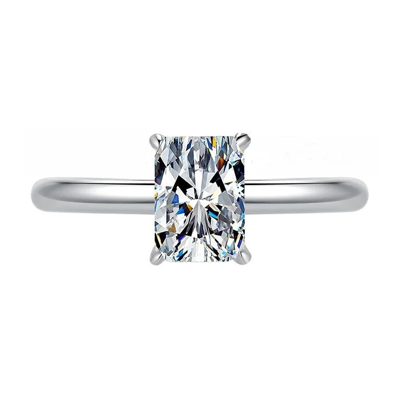 Radiant Cut Moissanite Stackable Ring | GRA Certified | S925 Silver