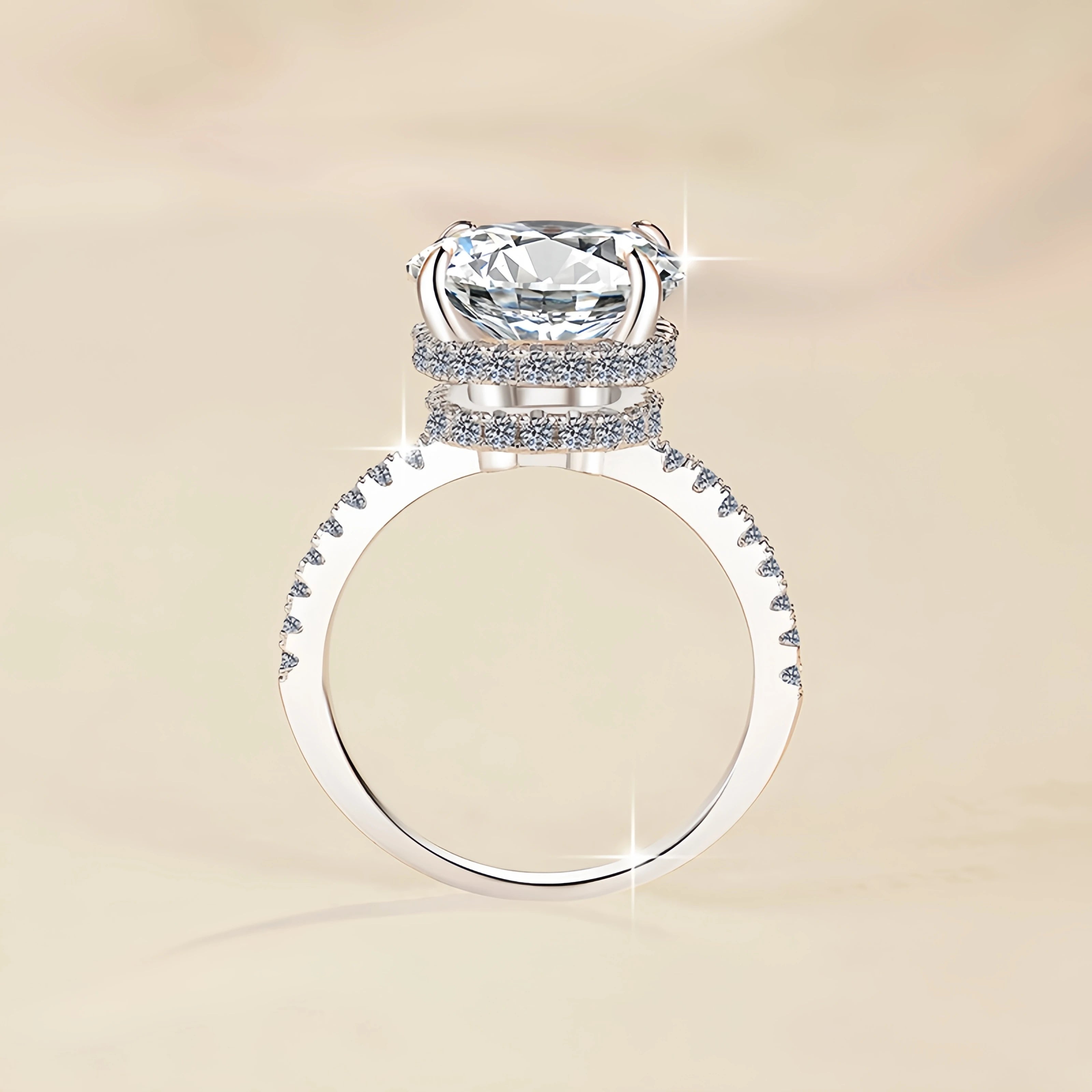 Four Claw Moissanite Solitaire Ring | 3CT & 5CT | 925 Sterling Silver | Rhodium Finish | GRA Certified