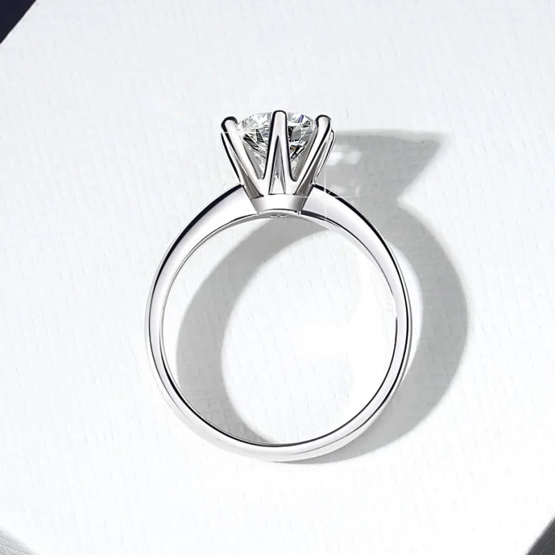 Six Claw Moissanite Solitaire Ring | 1ct VVS1 D Colour | GRA Certified | S925 Silver | Rhodium Plated