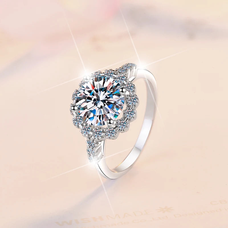 Round Brilliant Moissanite Band Ring | 2ct VVS1 D Colour | GRA Certified | S925 Silver