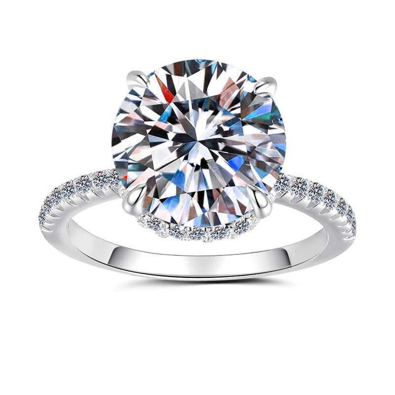 Four Claw Moissanite Solitaire Ring | 3CT & 5CT | 925 Sterling Silver | Rhodium Finish | GRA Certified
