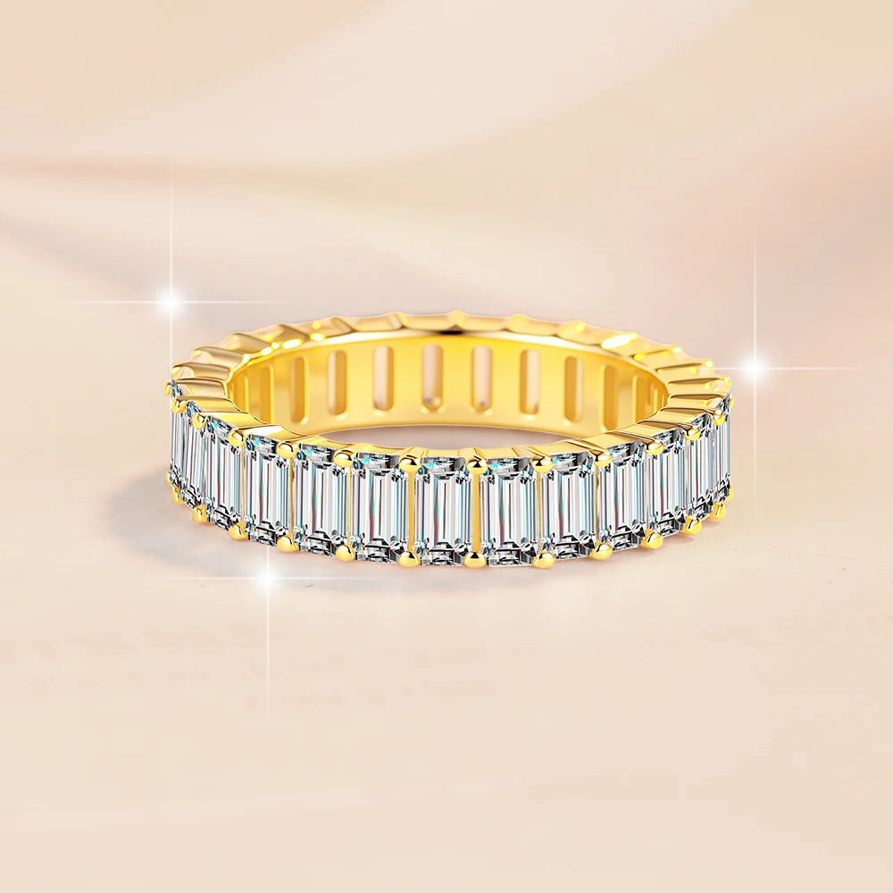 Emerald Cut Moissanite Eternity Ring Band | GRA Certified | S925 Silver