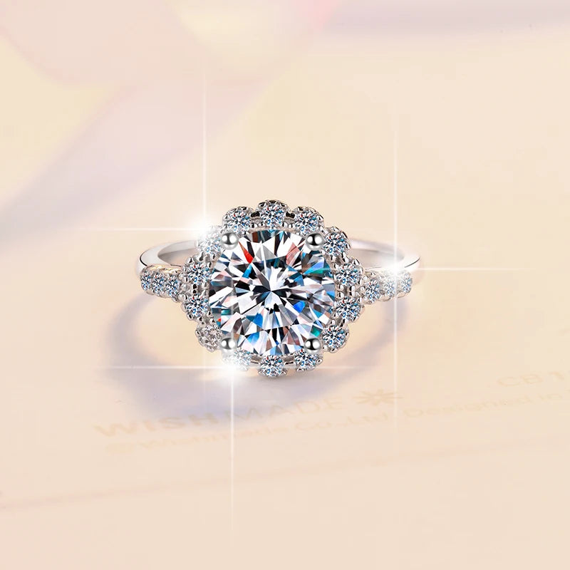 Round Brilliant Moissanite Band Ring | 2ct VVS1 D Colour | GRA Certified | S925 Silver