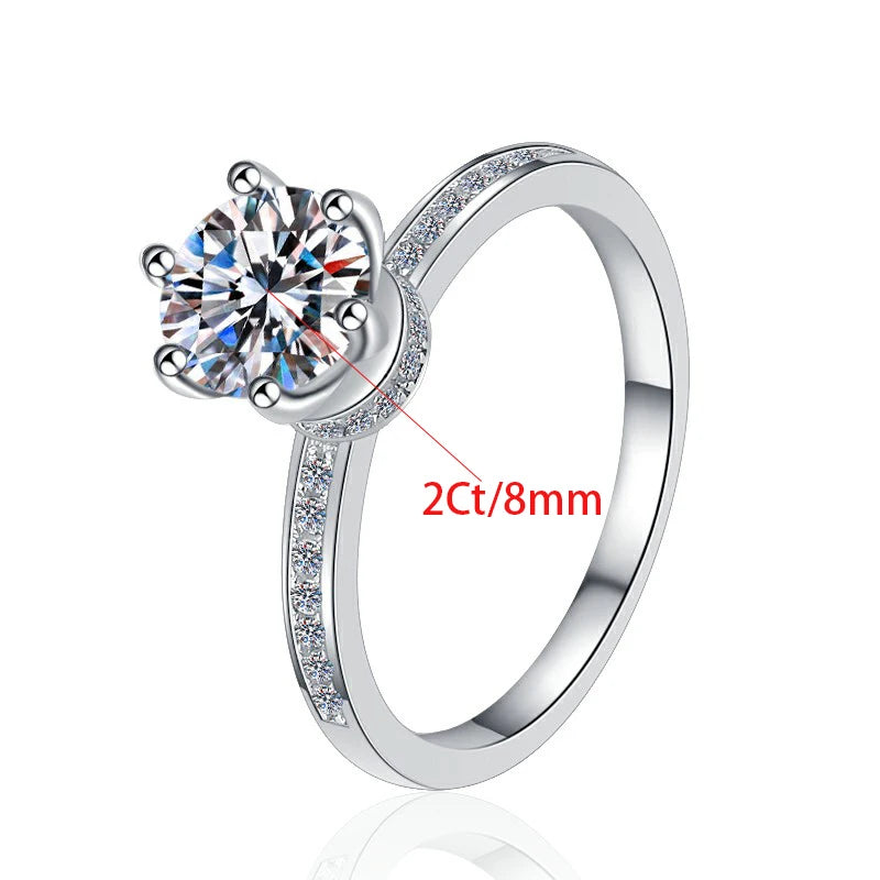 Round Brilliant Moissanite Solitaire Ring | 1ct–2ct VVS1 D Colour | GRA Certified | S925 Silver