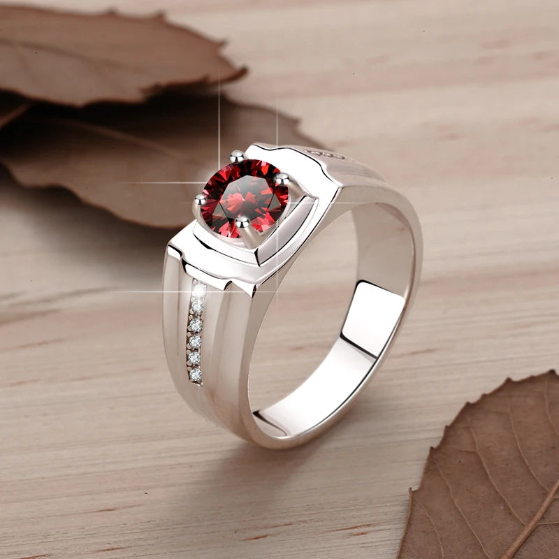 1Ct VVS1 Moissanite Ring Band | Rhodium Finish | 925 Sterling Silver