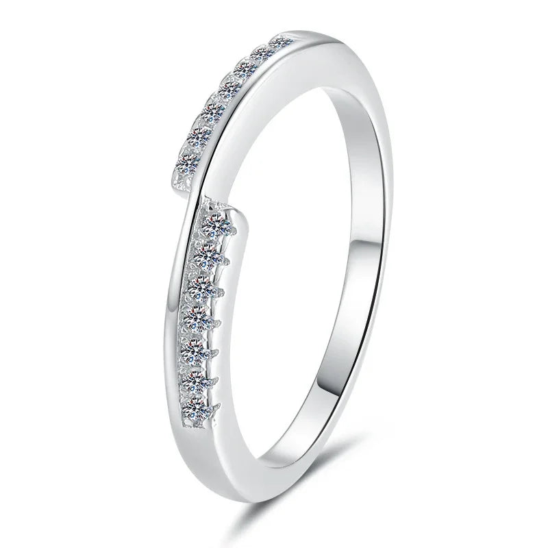 Möbius Strip Full Moissanite Stackable Band Ring – Rhodium Finish | S925 Sterling Silver | GRA Certified