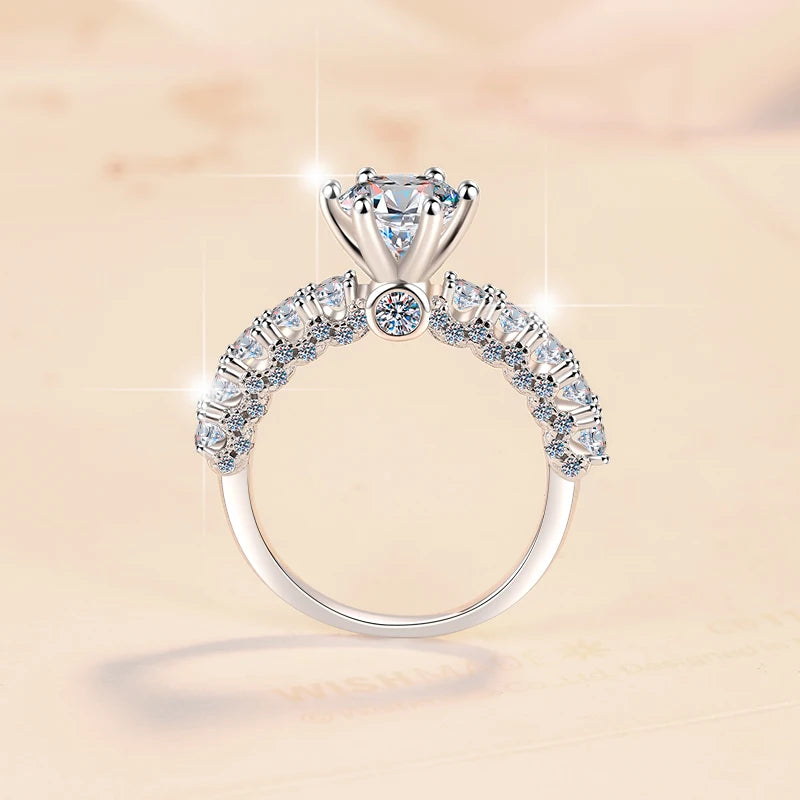 Round Brilliant Moissanite Solitaire Ring | 1ct & 3ct VVS1 D Colour | GRA Certified | S925 Silver | Rhodium Plated