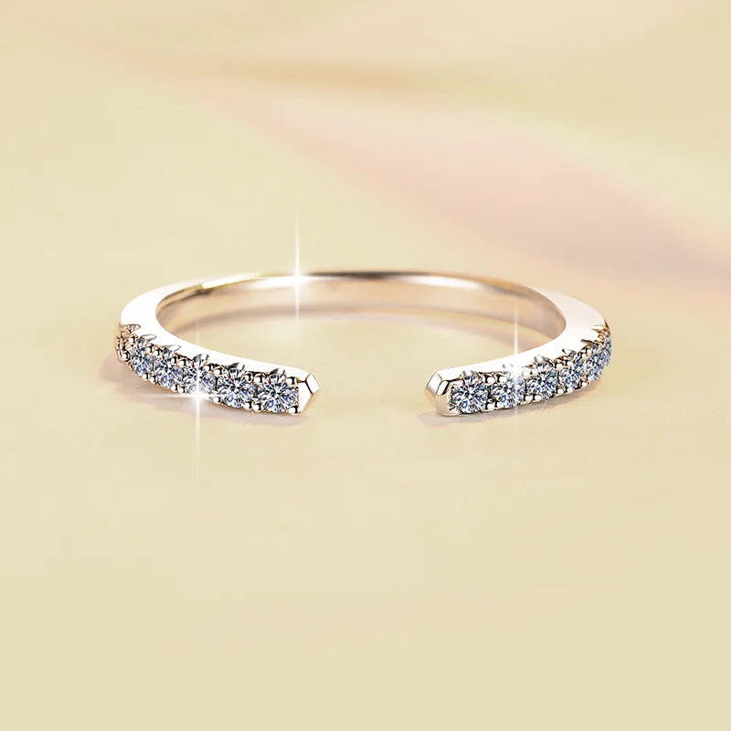Full Moissanite Timeless Stackable Band Ring – Rhodium & Gold Finish | S925 Sterling Silver | GRA Certified