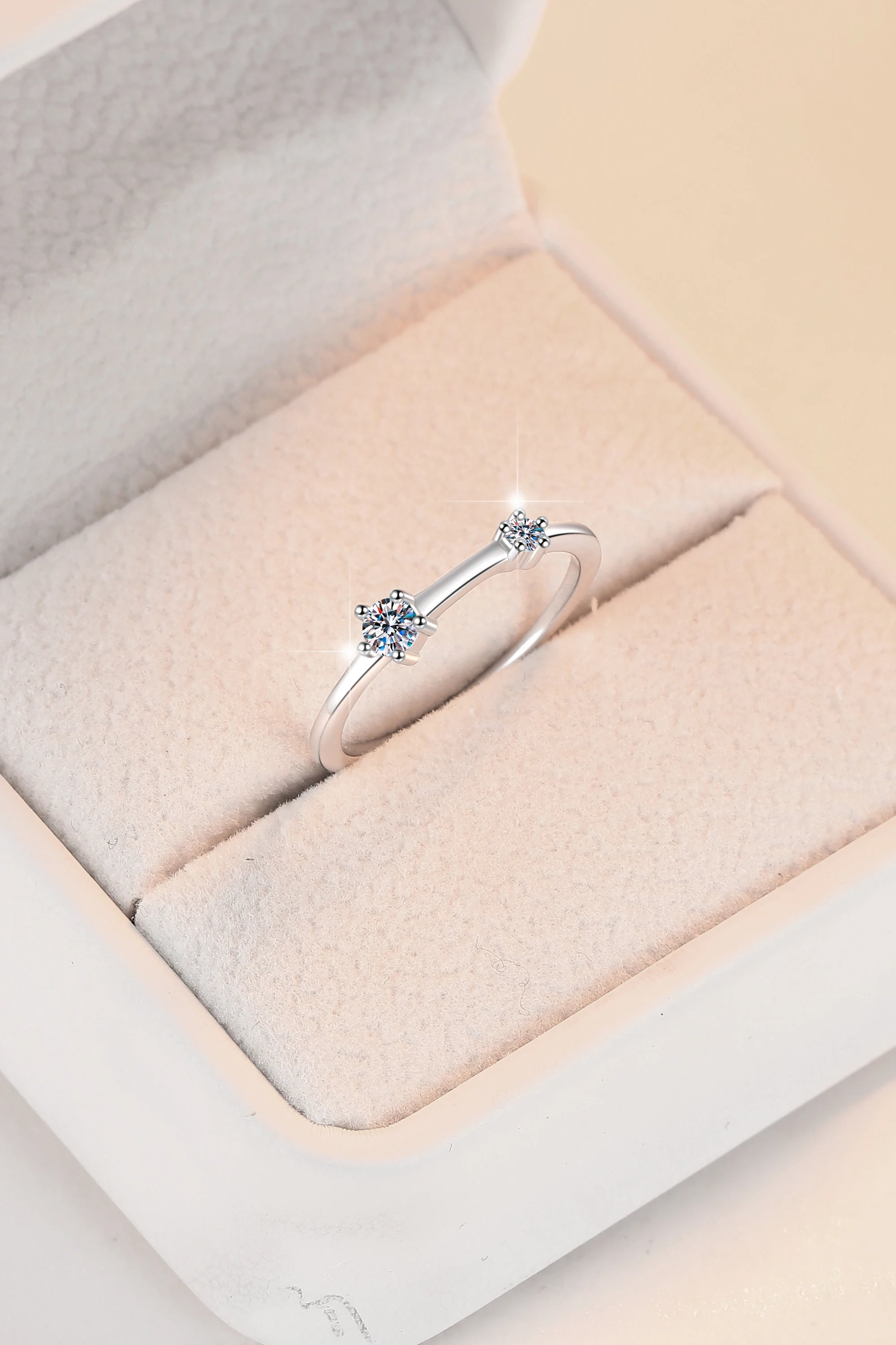 Two-Stone Full Moissanite Stackable Wedding Band – Rhodium Finish | S925 Sterling Silver | GRA Certified