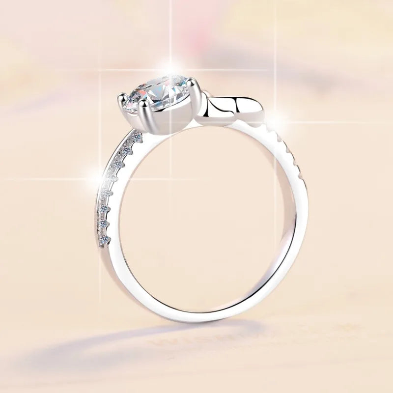 1ct Four Claw Moissanite Engagement Ring | GRA Certified | S925 Silver