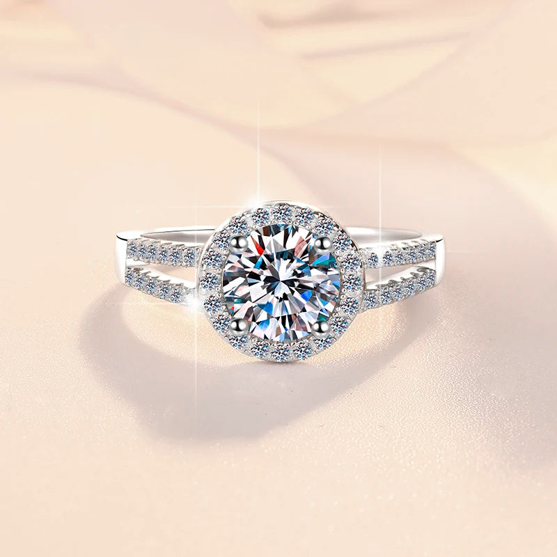 Four Claw D Colour Moissanite Engagement Ring | GRA Certified | S925 Silver