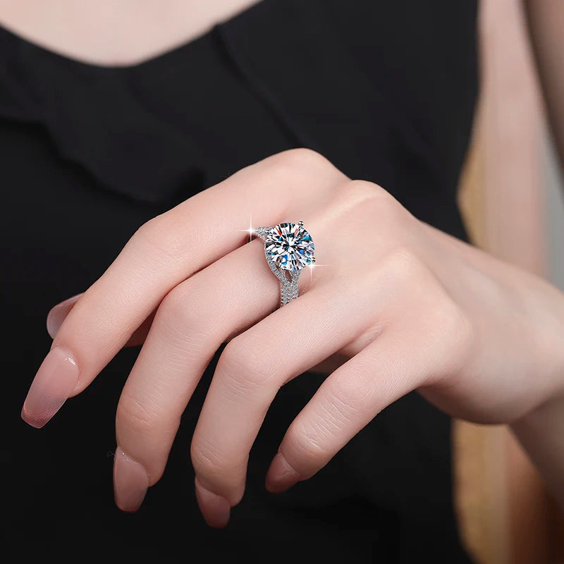 Four Claw Moissanite Solitaire Ring | 2ct & 5ct VVS1 D Colour | GRA Certified | S925 Silver | Rhodium Plated