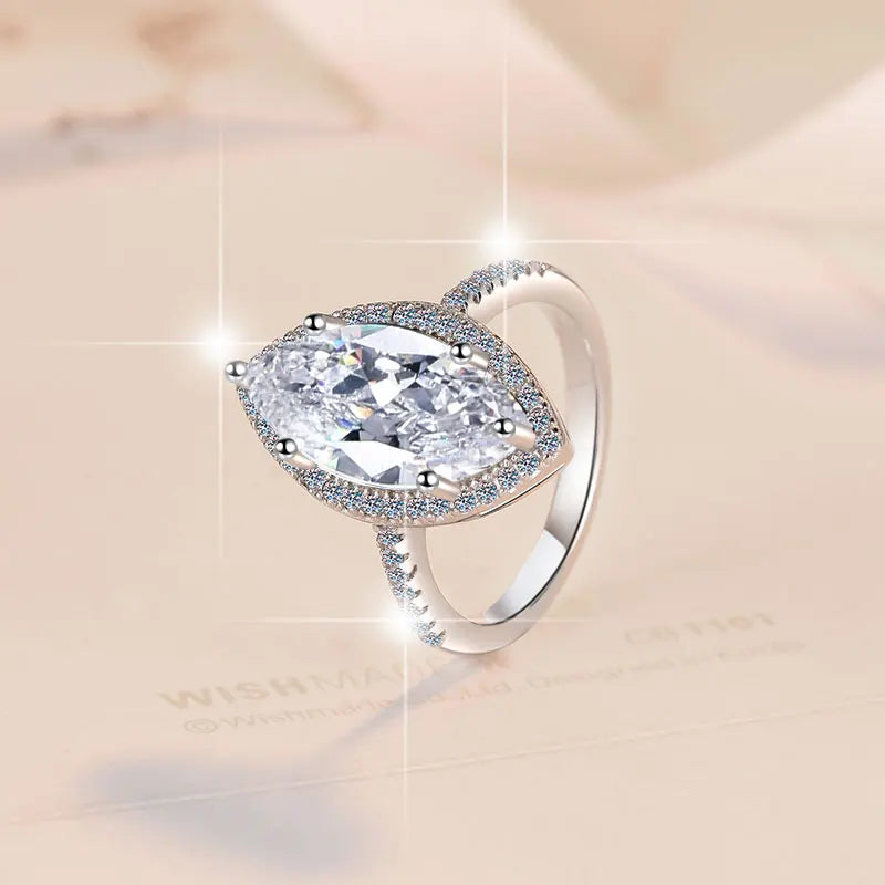 Marquise Cut Moissanite Ring | 5ct VVS1 D Colour | GRA Certified | S925 Silver | Rhodium Plated