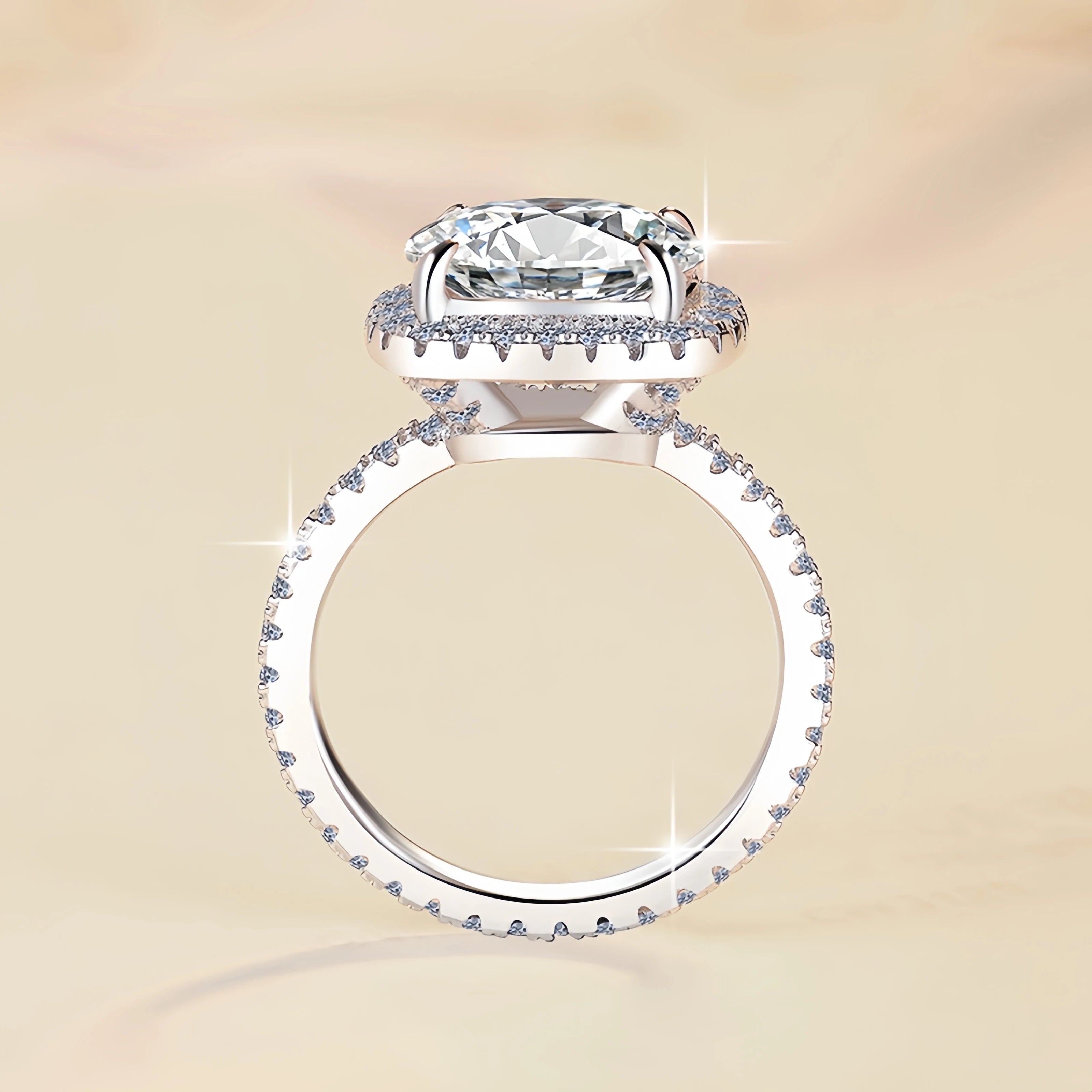Round Brilliant Cut Moissanite Solitaire Ring | 3CT, 5CT & 10CT | 925 Sterling Silver | Rhodium Finish | GRA Certified