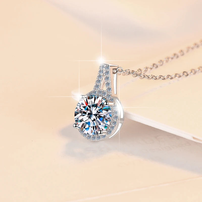 Watch Shape Moissanite Pendant Necklace | Rhodium Finish | S925 Sterling Silver | GRA Certified