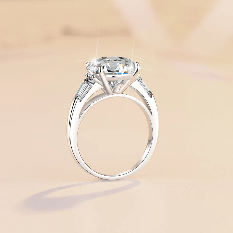 Three Stone Moissanite Ring | 5ct VVS1 D Colour | GRA Certified | S925 Silver | Platinum Plated