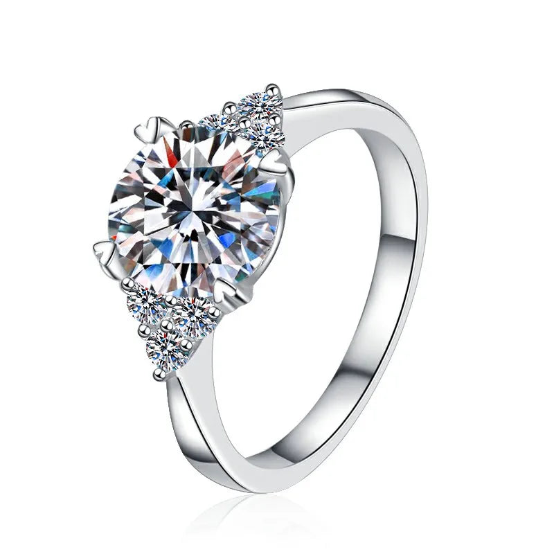 Four Heart Claw Moissanite Ring | GRA Certified | S925 Silver