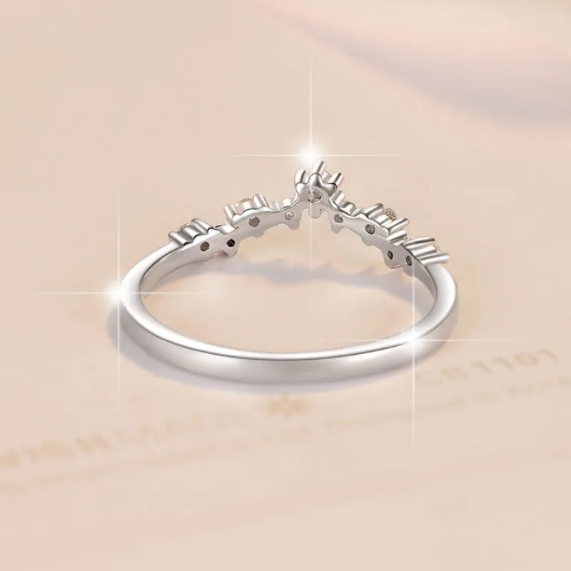 V-Letter Moissanite Eternity Band Ring – Rhodium Finish | S925 Sterling Silver | GRA Certified