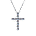 Moissanite Cross Pendant Necklace | Rhodium Finish | S925 Sterling Silver | GRA Certified