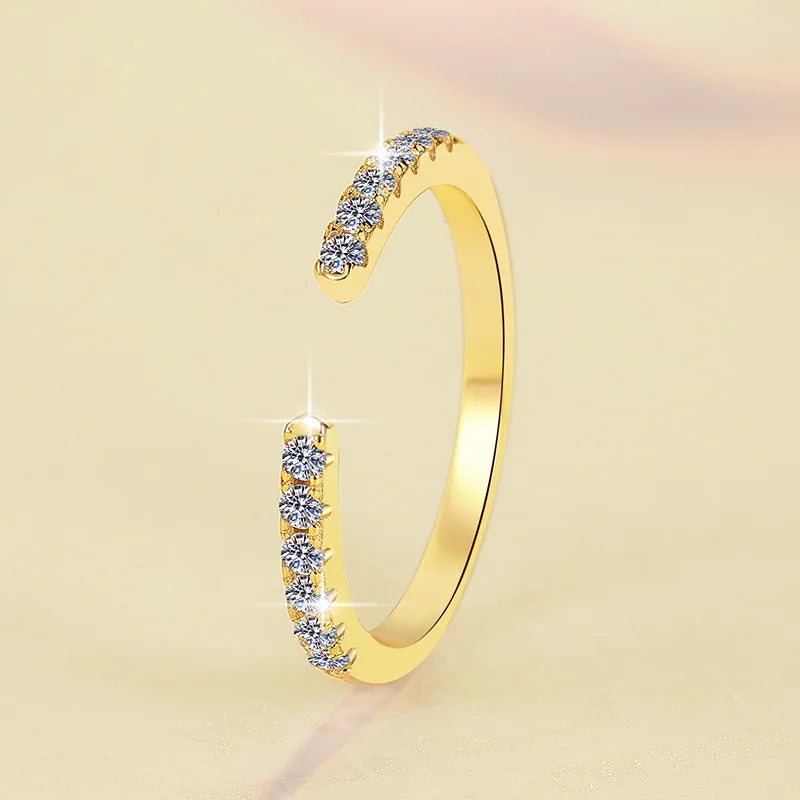 Full Moissanite Timeless Stackable Band Ring – Rhodium & Gold Finish | S925 Sterling Silver | GRA Certified