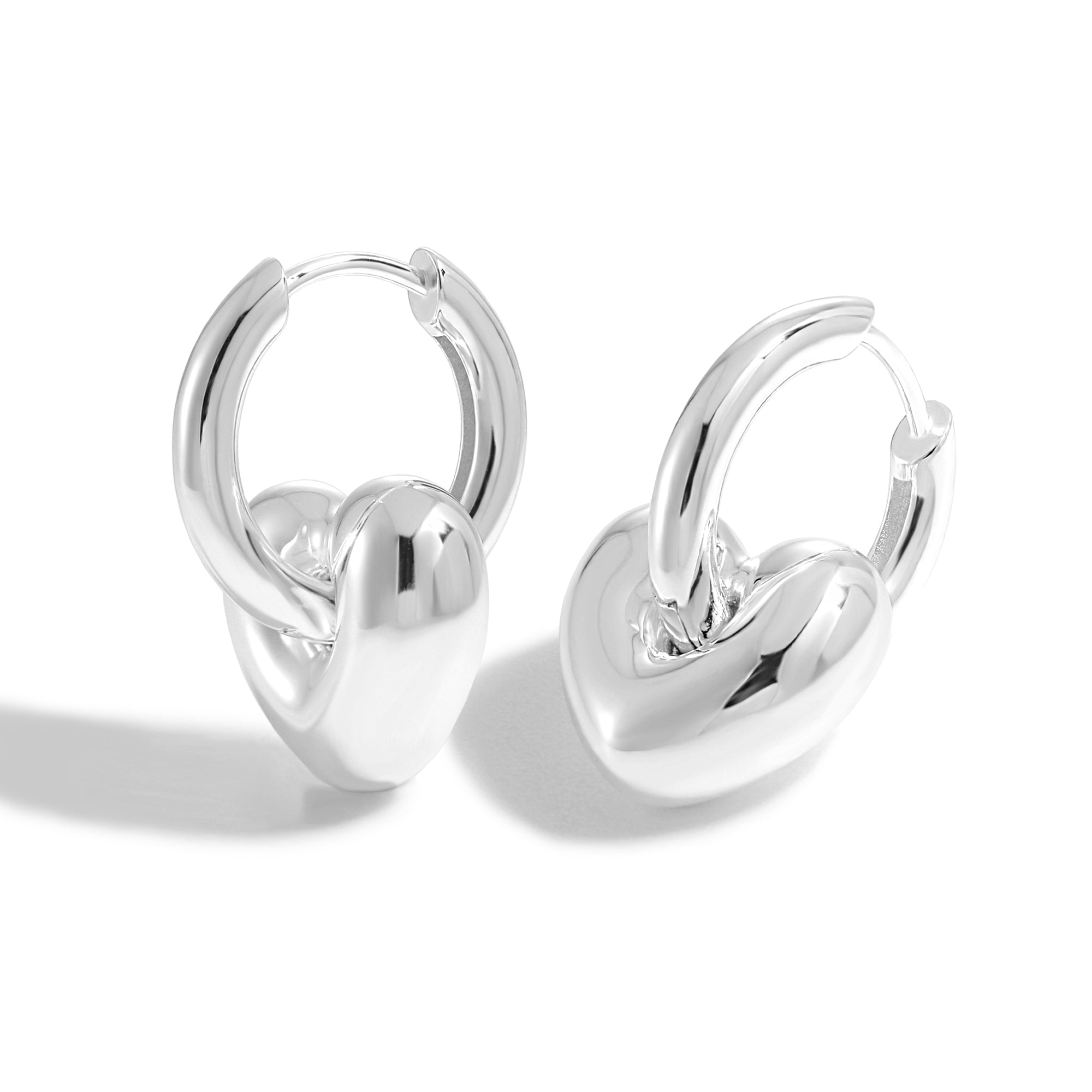 Hollow Heart Star Hoop Earrings - 925 Sterling Silver