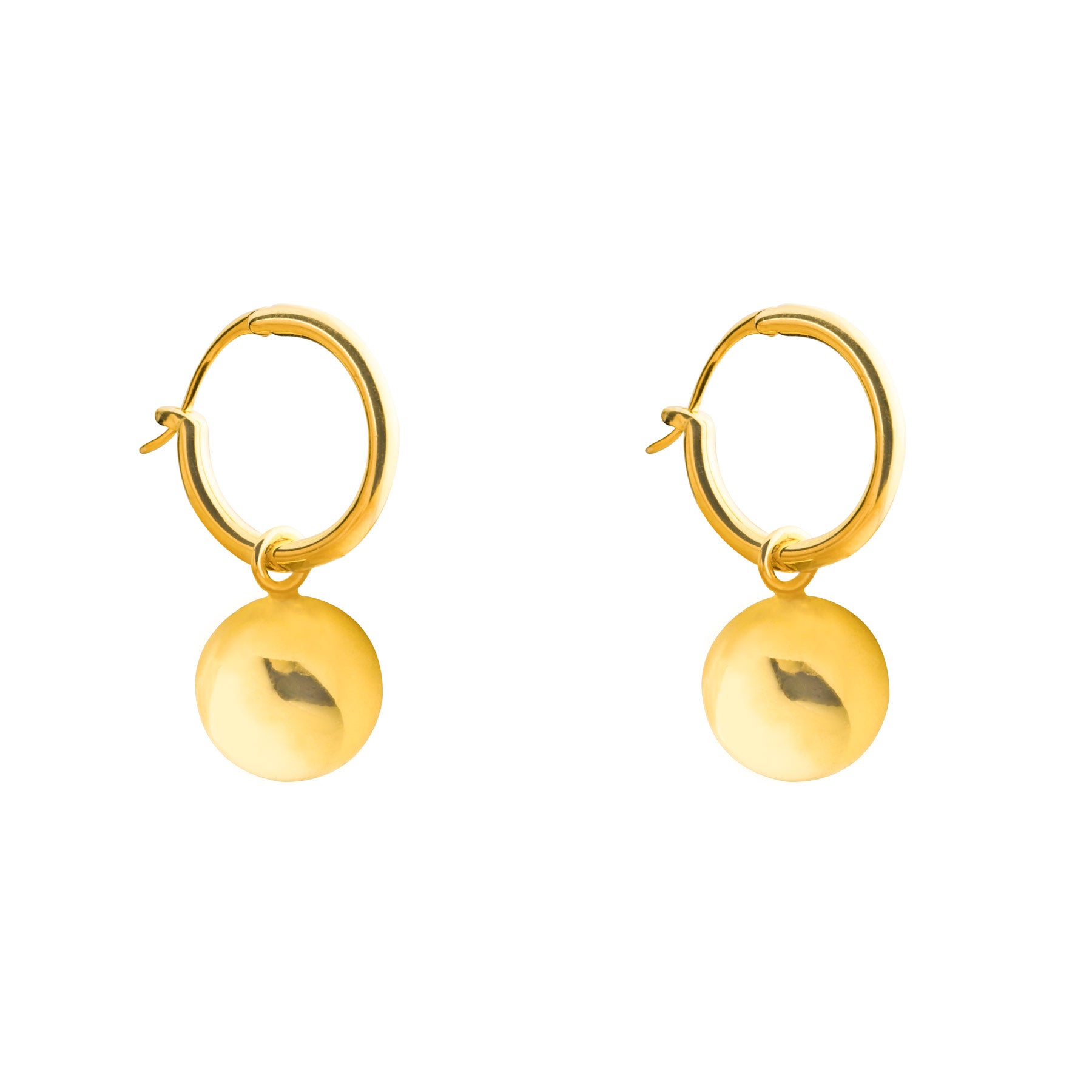 Round Beads Ball Hoop Earrings - 925 Sterling Silver