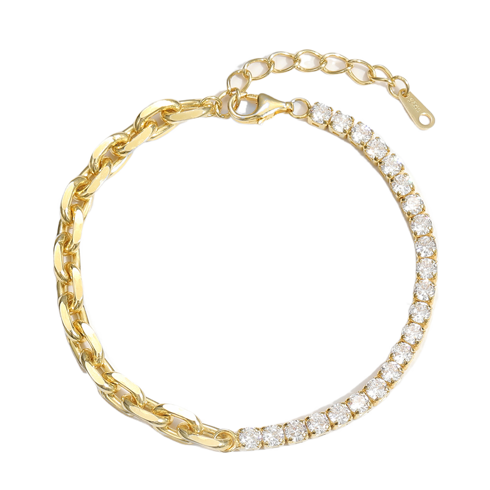 Hollow Chain CZ Bracelet - 925 Sterling Silver