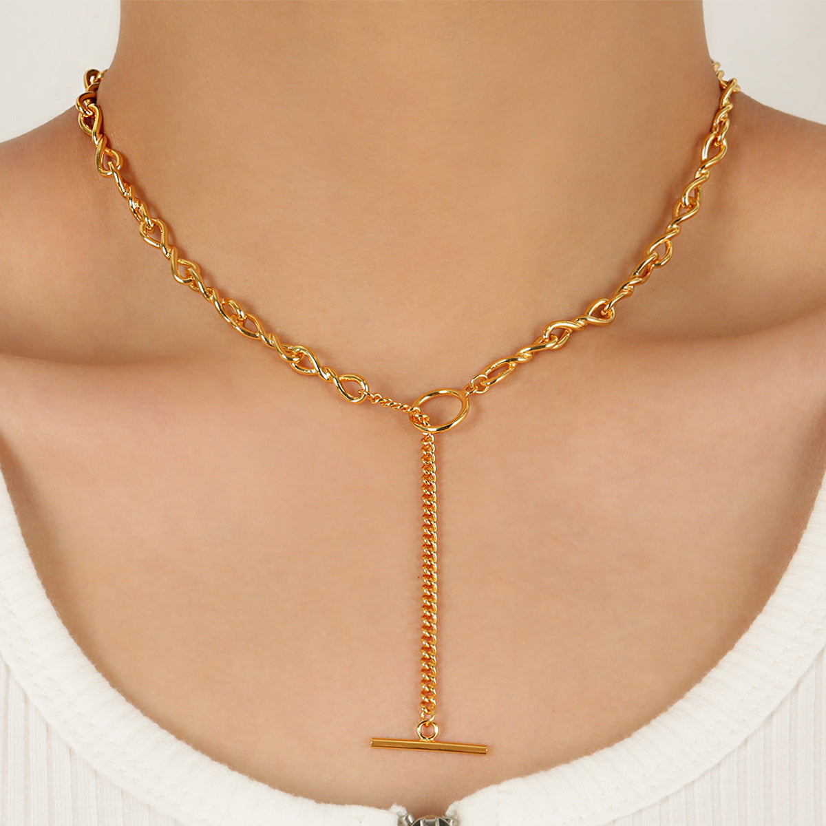 Hollow Twisted OT Chain Necklace - 925 Sterling Silver