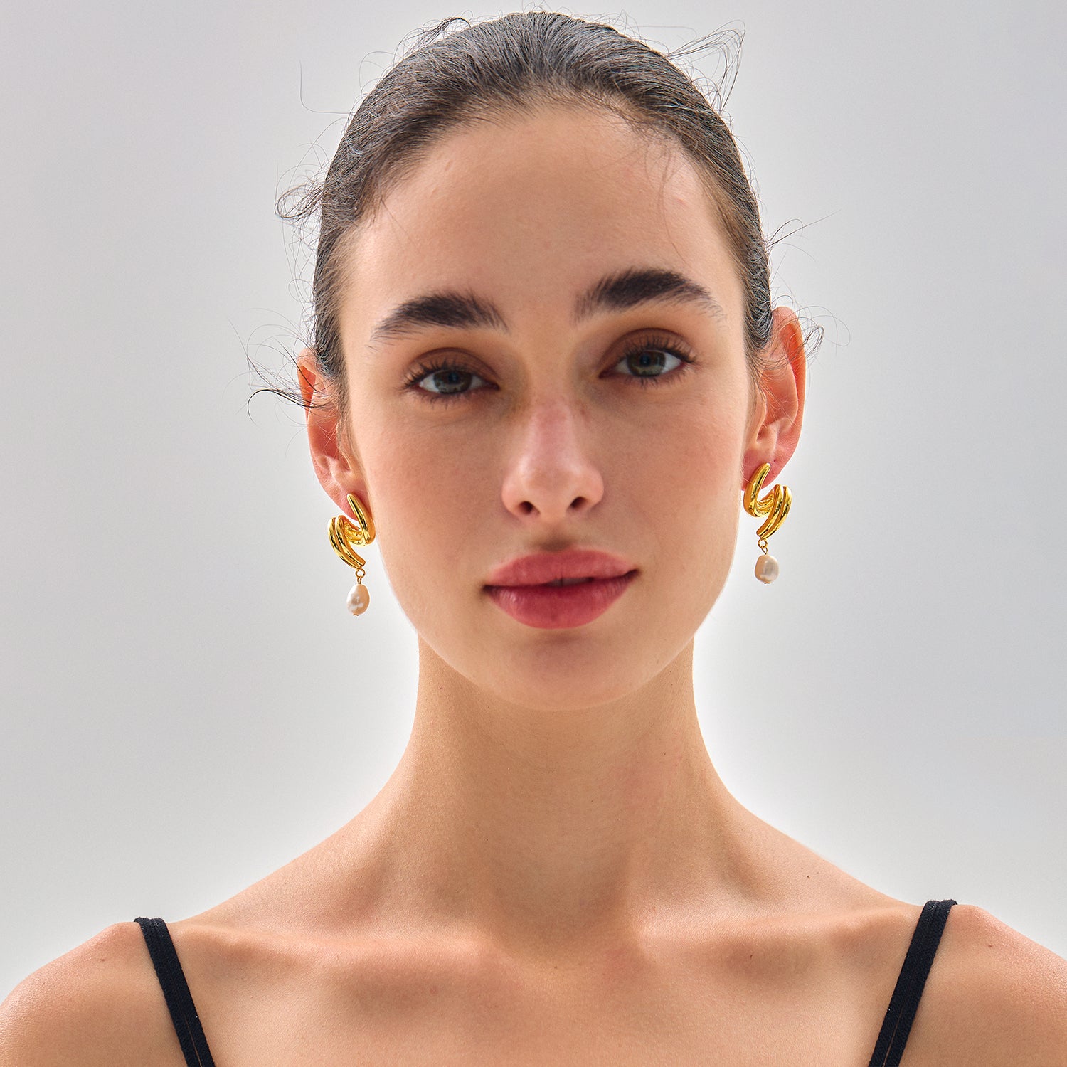 Natural Pearl Stud Earrings - 999 Silver & 18K Gold