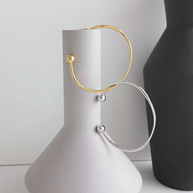 Gold Beads Open Bangle - 925 Sterling Silver