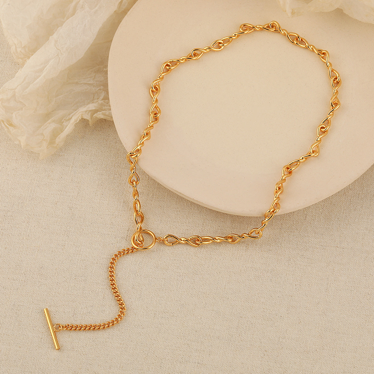 Hollow Twisted OT Chain Necklace - 925 Sterling Silver
