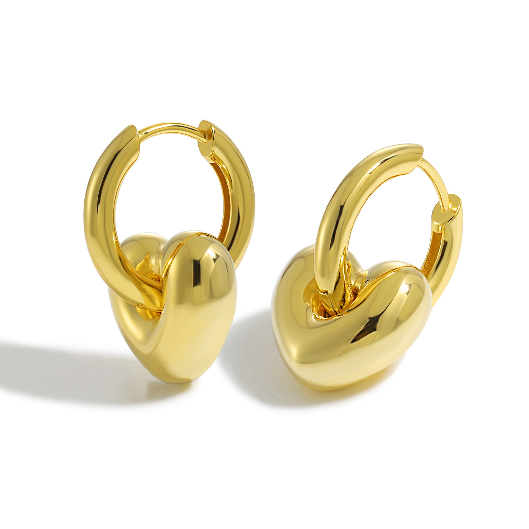 Hollow Heart Star Hoop Earrings - 925 Sterling Silver