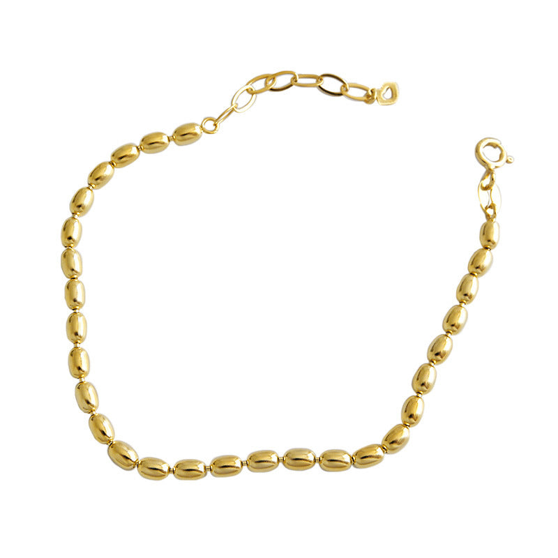Oval Bead Chain Bracelet - 925 Sterling Silver