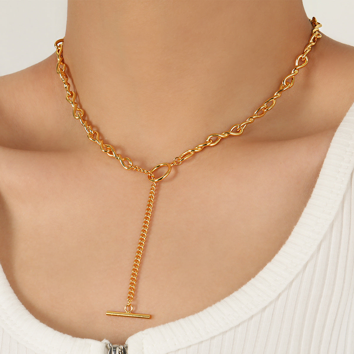Hollow Twisted OT Chain Necklace - 925 Sterling Silver
