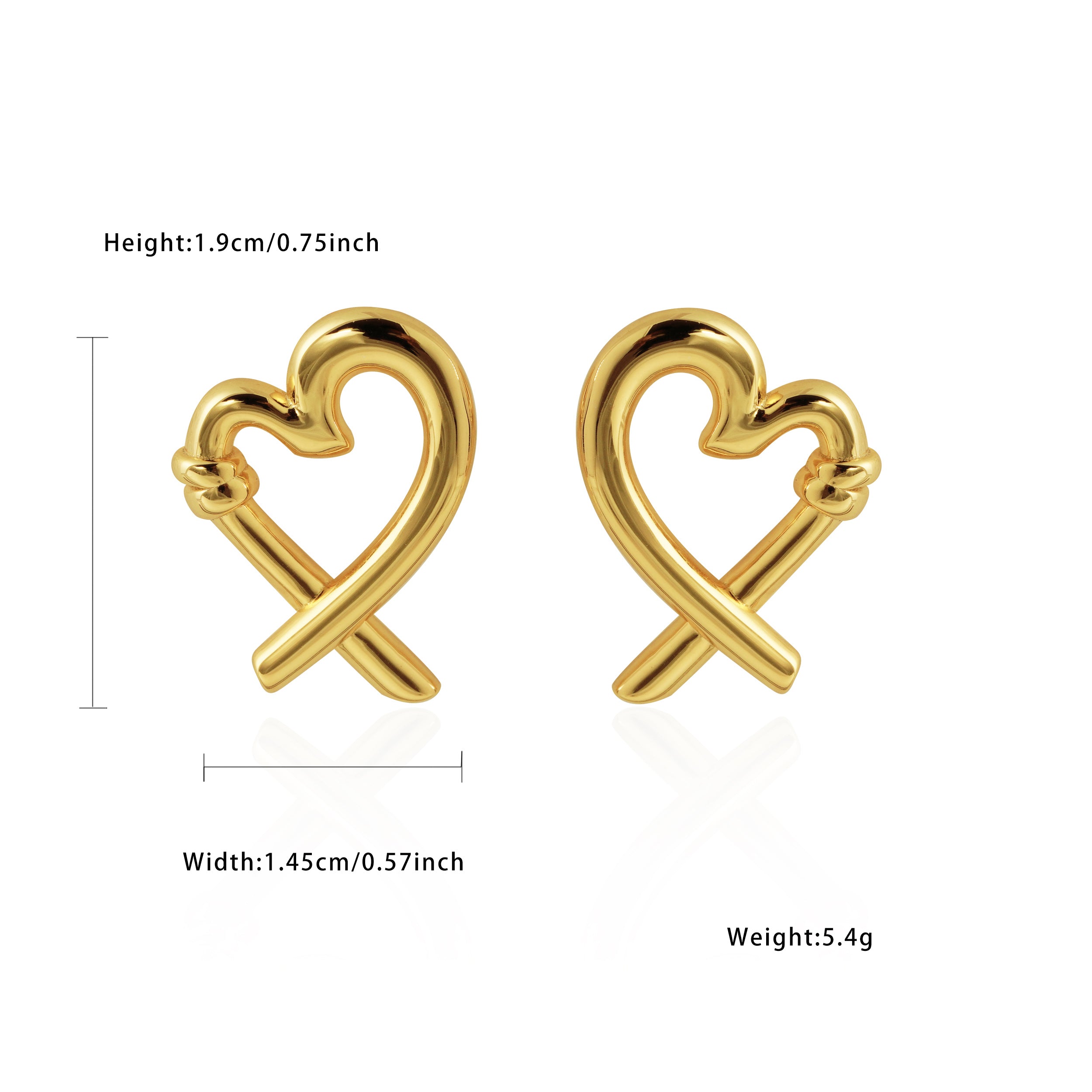 Honey Moon Hollow Heart Stud Earrings - 999 Sterling Silver
