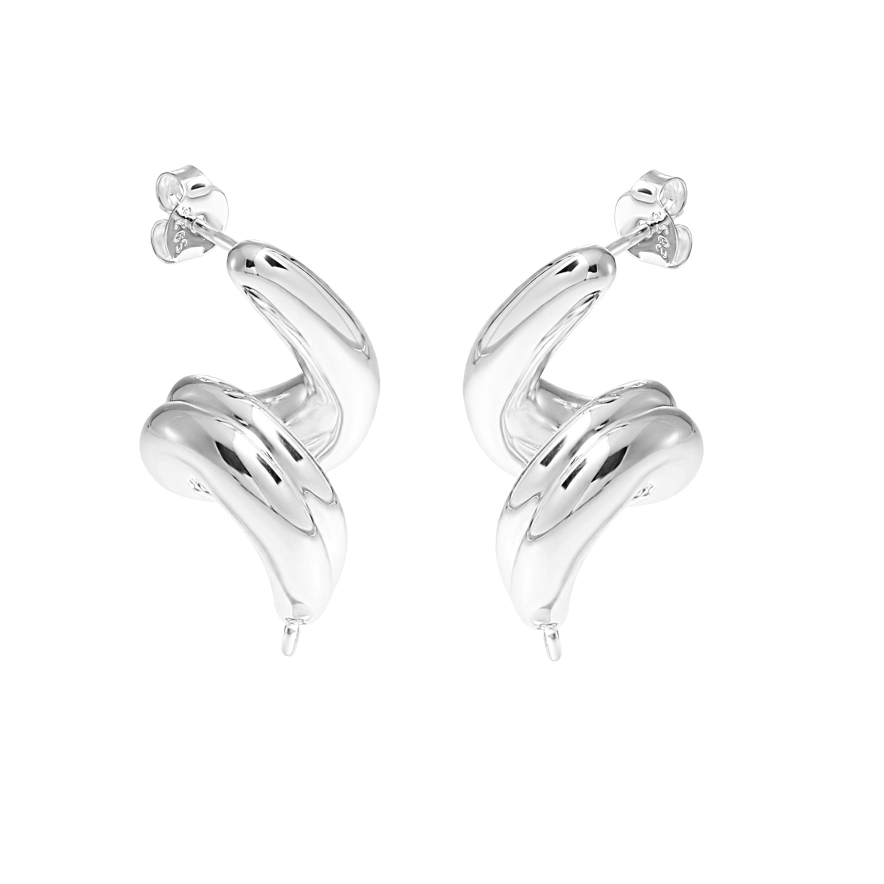 Natural Pearl Stud Earrings - 999 Silver & 18K Gold
