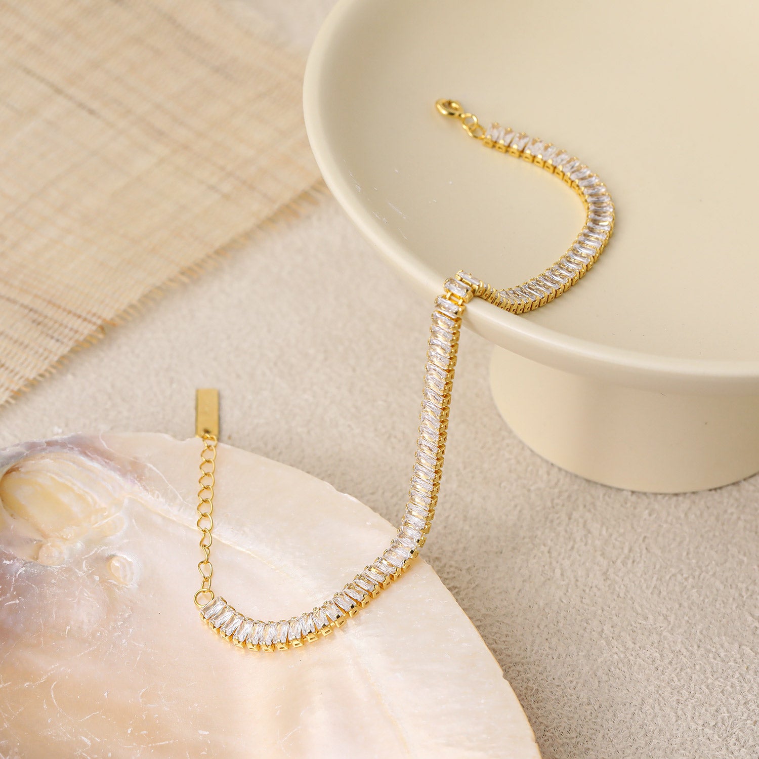 Rectangle CZ Bracelet/Anklet - 925 Sterling Silver