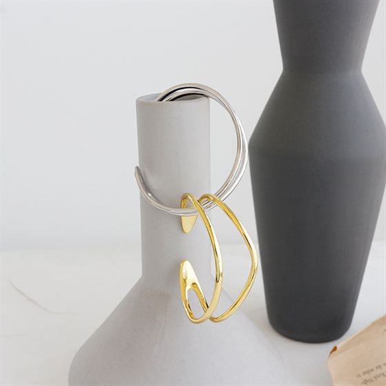 Double Layer Open Bangle - 925 Sterling Silver