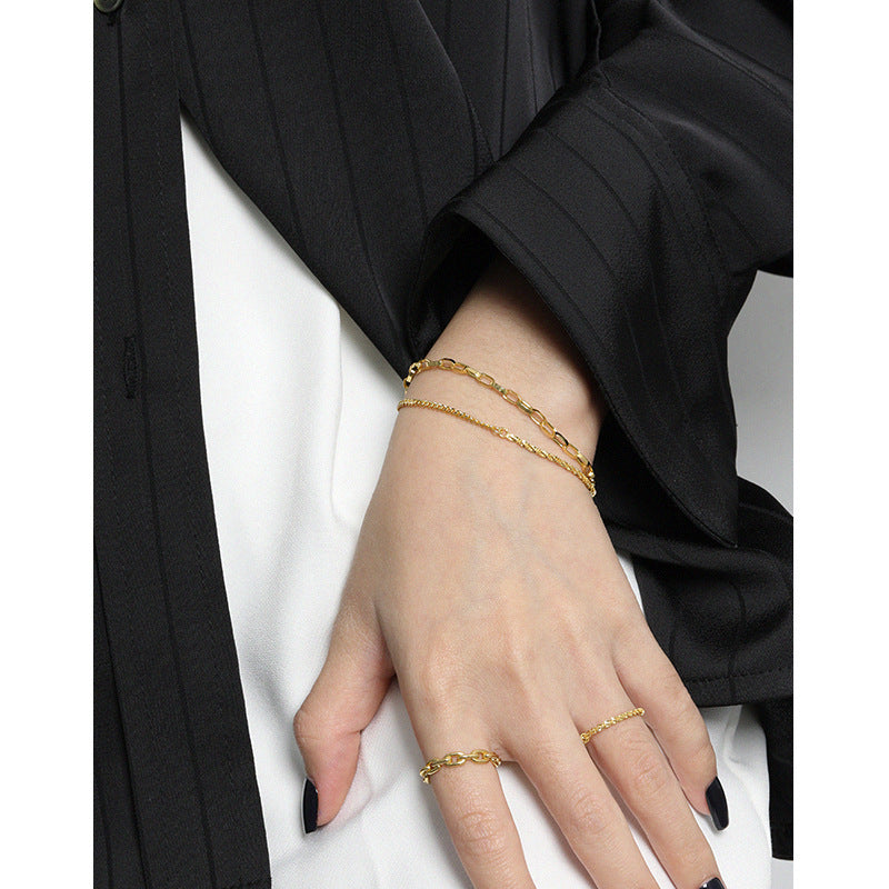 Double Layer Chain Bracelet - 925 Sterling Silver