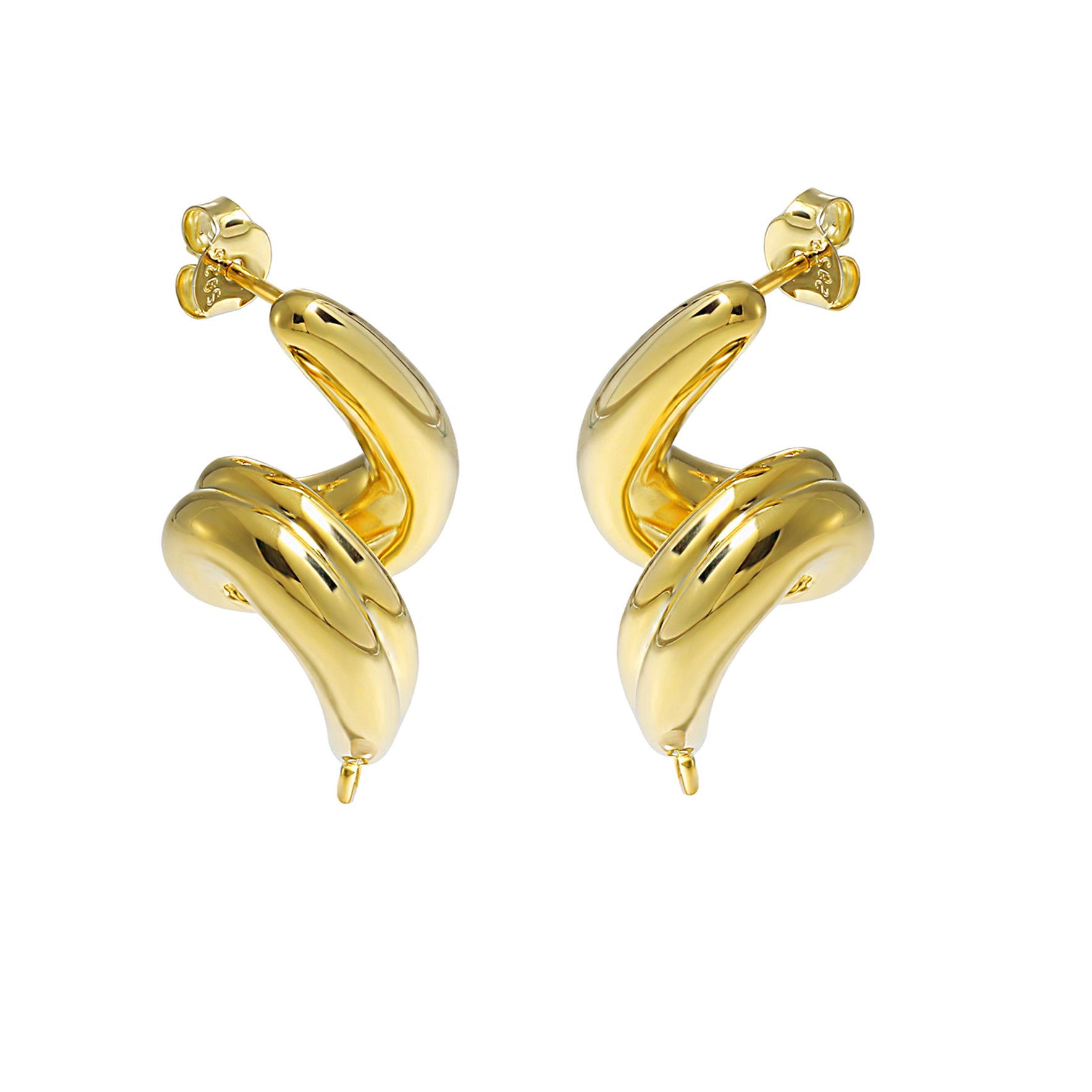 Natural Pearl Stud Earrings - 999 Silver & 18K Gold