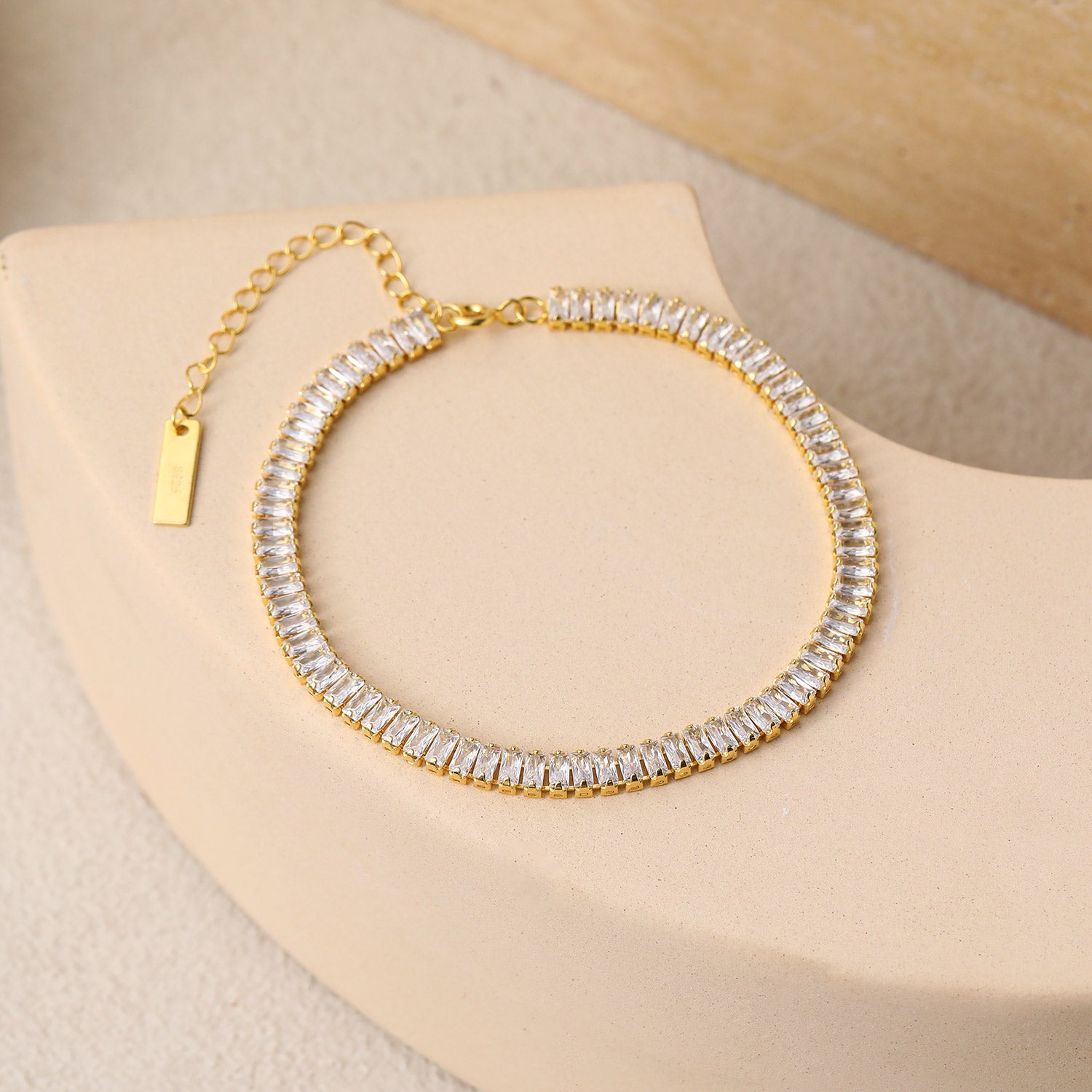 Rectangle CZ Bracelet/Anklet - 925 Sterling Silver