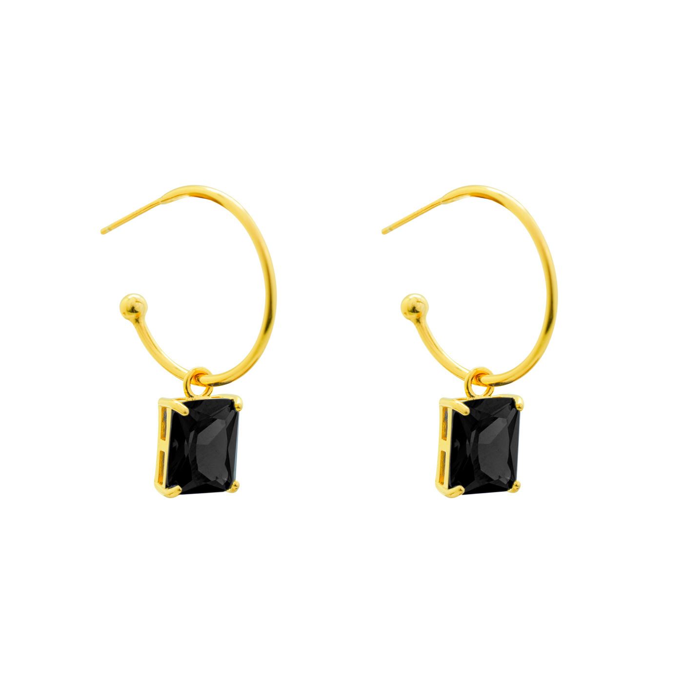 CZ Rectangle Hoop Earrings - 925 Sterling Silver