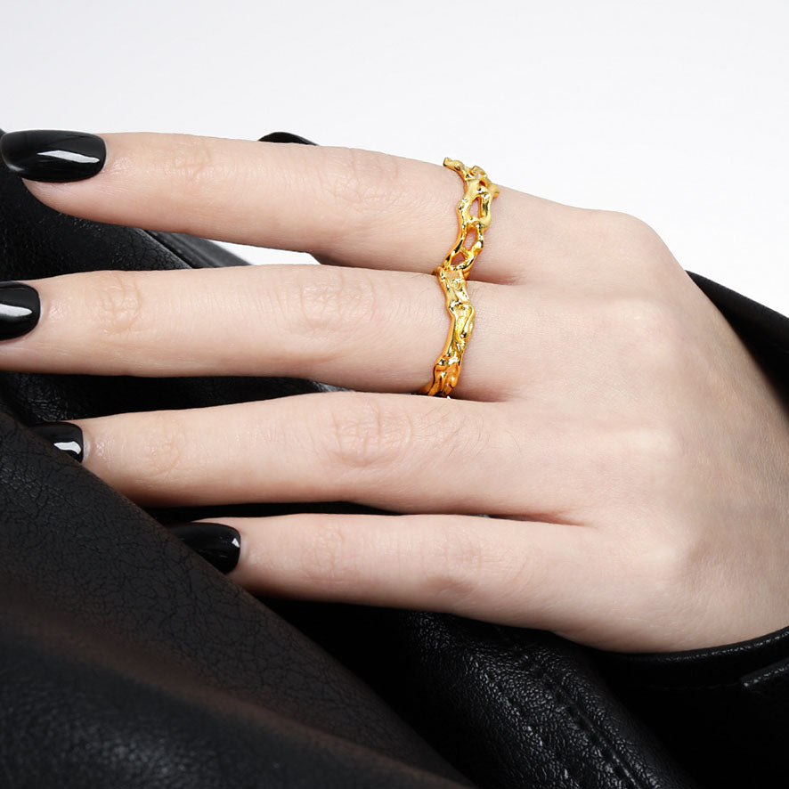 Flowing Lava Adjustable Ring - 925 Sterling Silver