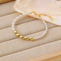 Oval Pearl Beads Asymmetric Bracelet - 925 Sterling Silver