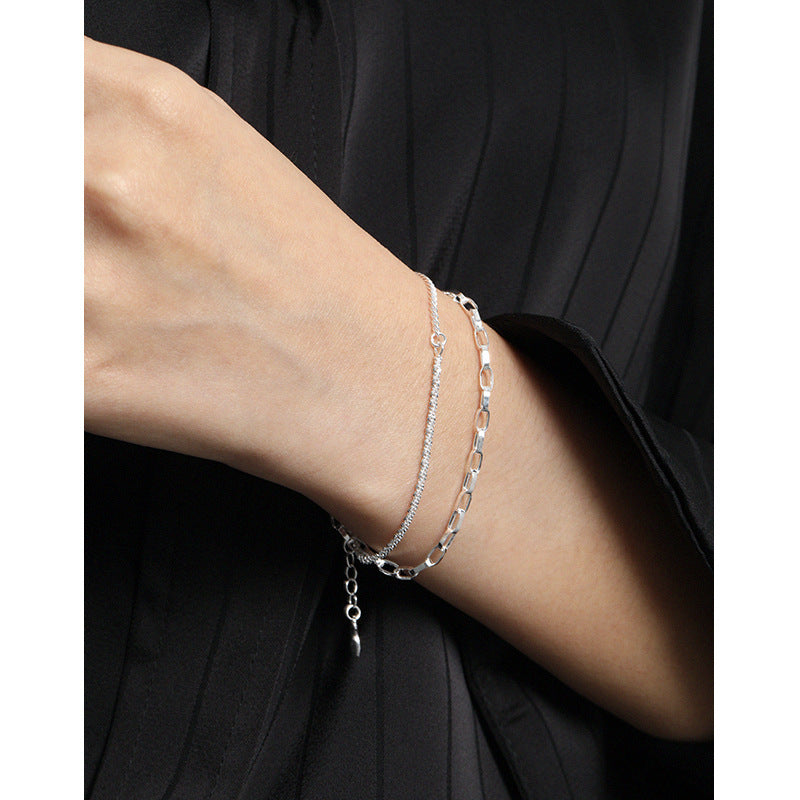 Double Layer Chain Bracelet - 925 Sterling Silver