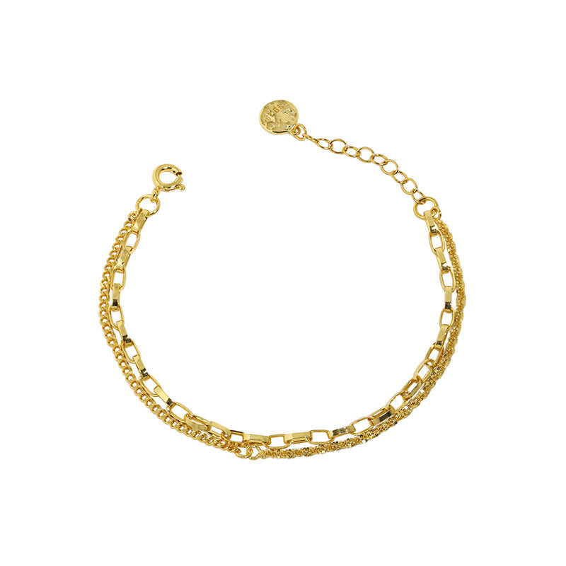 Double Layer Chain Bracelet - 925 Sterling Silver
