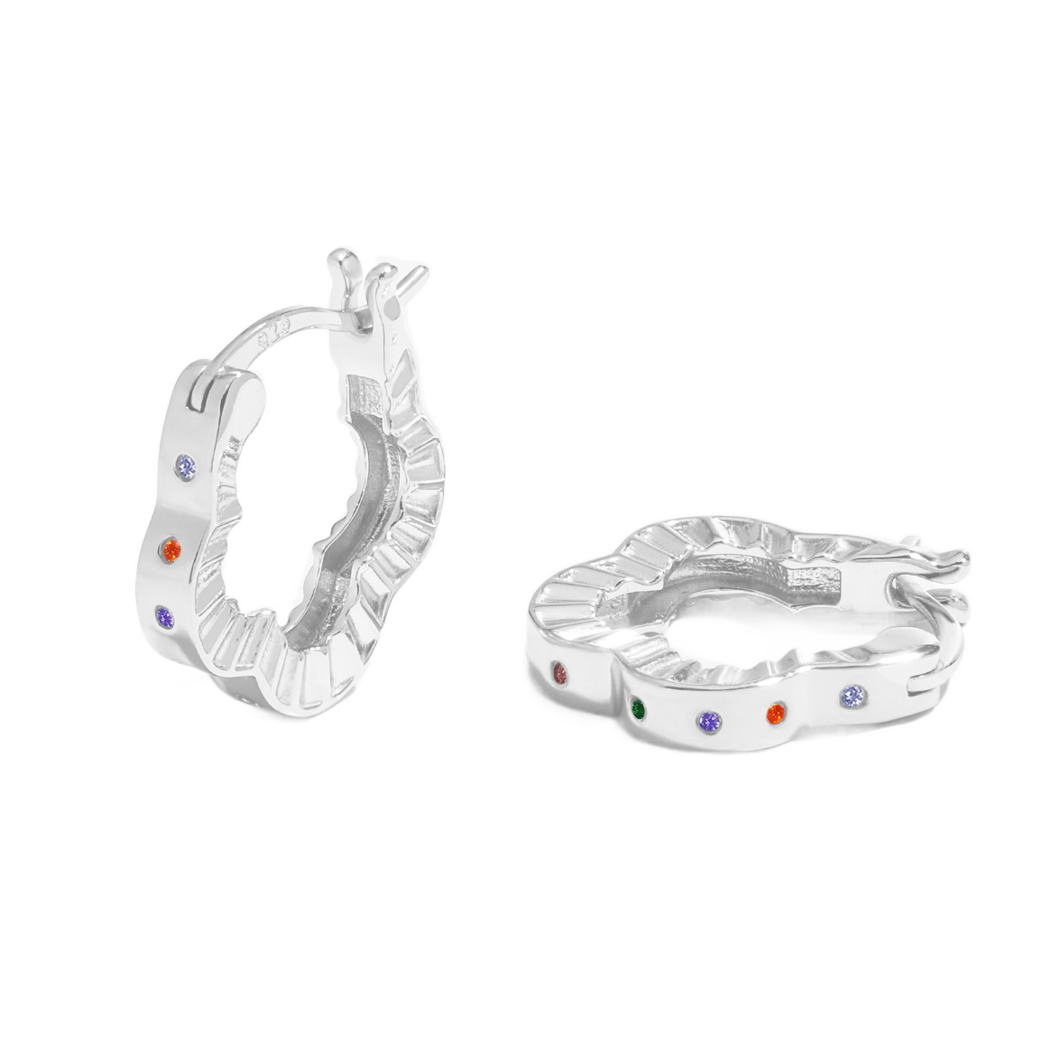 Four Leaf Clover Lucky Hoop Earrings - 999 Sterling Silver