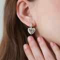 Hollow Heart Star Hoop Earrings - 925 Sterling Silver