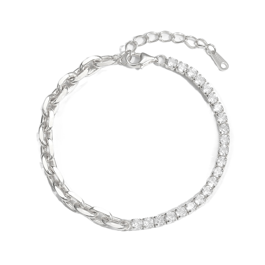 Hollow Chain CZ Bracelet - 925 Sterling Silver